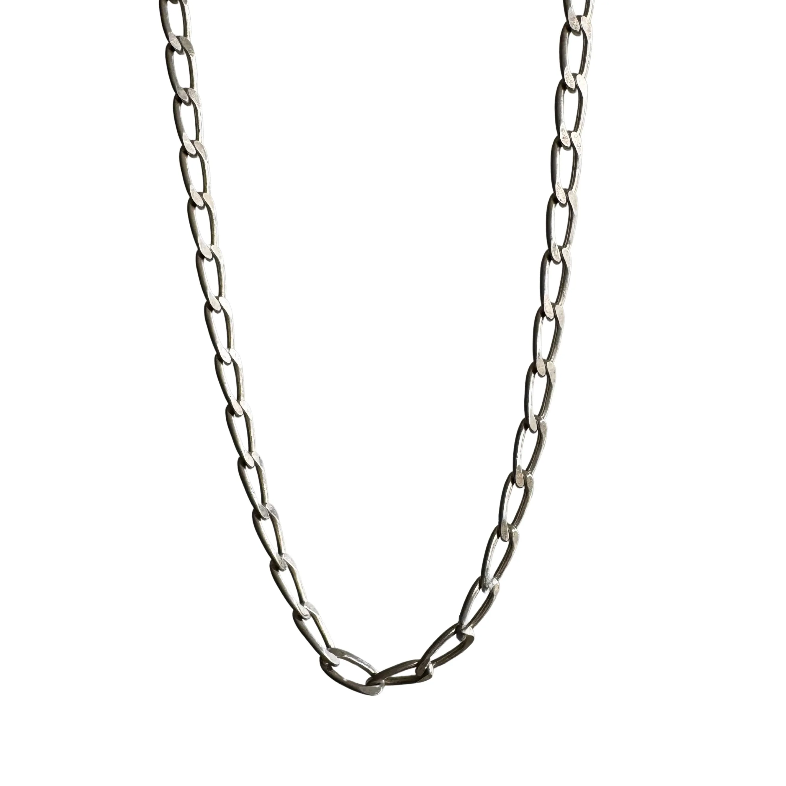 V I N T A G E // oval curb paperclip / sterling silver oval curb chain necklace / 30.25, 16g